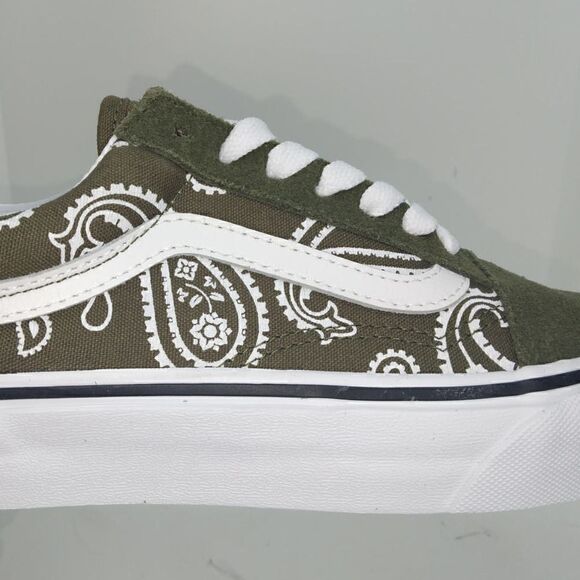 VANS Old Skool Womens NEW Green & White Paisley Skate Sneakers - sz. 5 - Picture 3 of 7